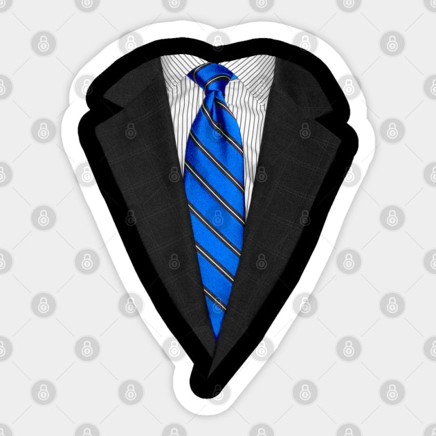 Blue Suit Up! Realistic Suit and Tie Casual Graphic for Zoom Sticker by ChattanoogaTshirt